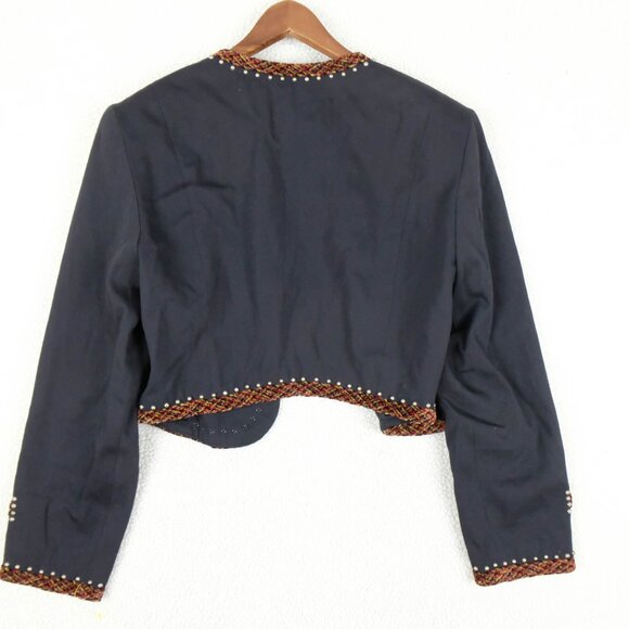 Double D Ranch Blazer Womens Large Black Cropped Western Embroidered Cross Open - Picture 4 of 9